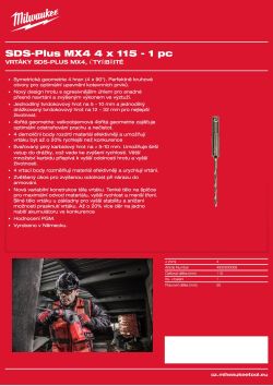 MILWAUKEE SDS-Plus MX4 drill bits 4932500058 A4 PDF