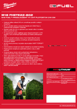 MILWAUKEE M18 FUEL™ prodloužený tyčový plotostřih 216 cm 4933498516 A4 PDF
