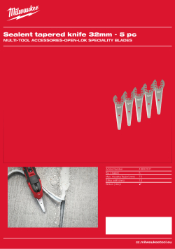 MILWAUKEE Řezací nůž na tmely vyrobený z pevné nerezové oceli s kuželovým trojitým broušeným ostřím. Kuželový tvar je ideální pro zanoření (max. 75 mm) do těsnicí hmoty v dilatačních spárách, boční broušené hrany jsou ideální pro škrábání a řezání ze stra