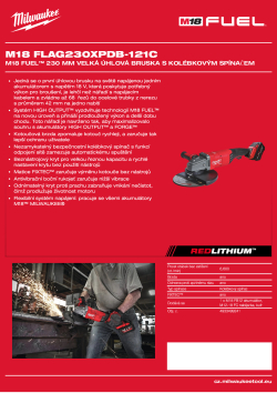 MILWAUKEE M18 FUEL™ 230 mm velká úhlová bruska s kolébkovým spínačem 4933499241 A4 PDF