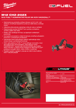 MILWAUKEE M12 FUEL™ HACKZALL™ kompaktní pilka na kov 4933500573 A4 PDF