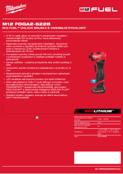 MILWAUKEE M12 FUEL™ úhlová bruska s variabilní rychlostí 4933498980 A4 PDF