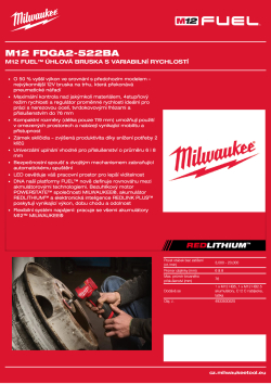 MILWAUKEE M12 FUEL™ úhlová bruska s variabilní rychlostí 4933500525 A4 PDF