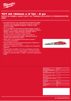MILWAUKEE Plátek SAWZALL™ B. TCT AX™ 150 x 5T - 5 ks 48475521 A4 PDF
