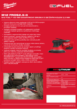 MILWAUKEE M12 FUEL™ 150 mm excentrická bruska s oběžným kolem 2,5 mm 4933493647 A4 PDF