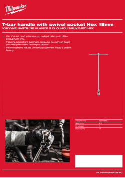 MILWAUKEE Výkyvná nástrčná hlavice s dlouhou T-rukojetí Hex 18 mm 4932492687 A4 PDF