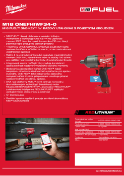 MILWAUKEE M18 FUEL™ ONE-KEY™ ¾″ rázový utahovák s pojistným kroužkem 4933499164 A4 PDF