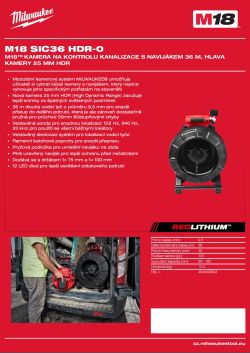 MILWAUKEE M18™ kamera na kontrolu kanalizace s navijákem 36 m, hlava kamery 25 mm HDR 4933493953 A4 PDF