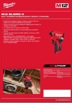 MILWAUKEE M12™ kompaktní bezuhlíkový rázový utahovák 4933499689 A4 PDF
