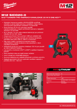 MILWAUKEE M12™ kamera pro inspekci kanalizace 20 m s ONE-KEY™ 4933498231 A4 PDF