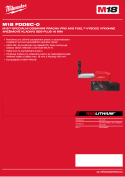MILWAUKEE M18™ speciální odsávání prachu pro M18 FUEL™ vysoce výkonné 4režimové kladivo SDS-Plus 16 mm 4933498587 A4 PDF