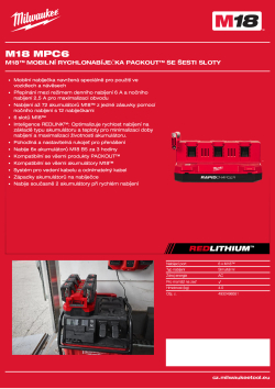 MILWAUKEE M18™ mobilní rychlonabíječka PACKOUT™ se šesti sloty 4932498551 A4 PDF
