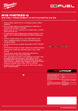 MILWAUKEE M18 FUEL™ prodloužený tyčový plotostřih 216 cm 4933498515 A4 PDF
