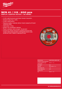 MILWAUKEE Řezný kotouč na nerez SCS41/115x1,0mm PRO+ - 200ks 4932451485 A4 PDF