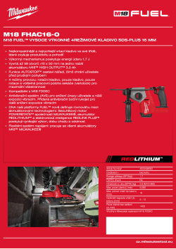 MILWAUKEE M18 FUEL™ vysoce výkonné 4režimové kladivo SDS-Plus 16 mm 4933498582 A4 PDF