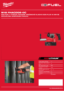 MILWAUKEE M18 FUEL™ vysoce výkonné 4režimové kladivo SDS-Plus 16 mm se speciálním odsáváním prachu 4933498586 A4 PDF