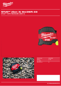 MILWAUKEE STUD™ Tape Measure (Gen 3) 4932498766 A4 PDF