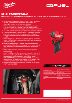 MILWAUKEE M12 FUEL™ ⅜″ subkompaktní rázový utahovák s třecím kroužkem 4933498969 A4 PDF