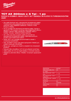 MILWAUKEE Plátek SAWZALL™ B. TCT AX™ 300 x 5T - 1 ks 48475227 A4 PDF