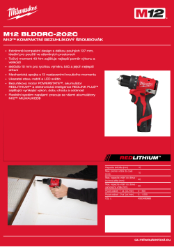 MILWAUKEE M12™ kompaktní bezuhlíkový šroubovák 4933499686 A4 PDF