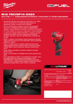 MILWAUKEE M12 FUEL™ ¼″ subkompaktní rázový utahovák s třecím kroužkem 4933498974 A4 PDF
