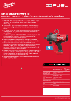 MILWAUKEE M18 FUEL™ ONE-KEY™ 1″ rázový utahovák s pojistným kroužkem 4933499162 A4 PDF