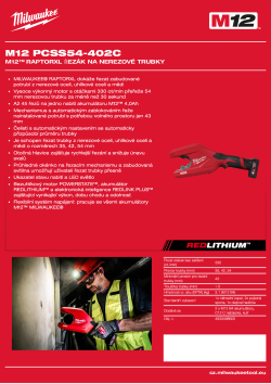 MILWAUKEE M12™ RAPTORXL řezák na nerezové trubky 4933498605 A4 PDF