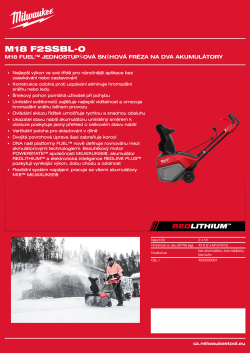 MILWAUKEE M18 FUEL™ jednostupňová sněhová fréza na dva akumulátory 4933500054 A4 PDF