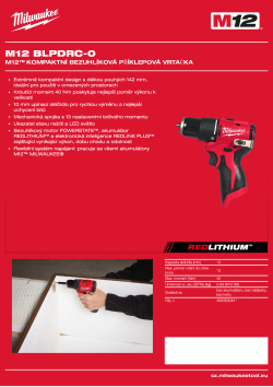 MILWAUKEE M12™ kompaktní bezuhlíková příklepová vrtačka 4933500421 A4 PDF