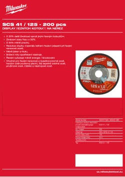 MILWAUKEE Řezný kotouč na nerez SCS41/125x1,0mm PRO+ - 200ks 4932451488 A4 PDF