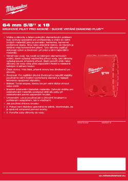 MILWAUKEE Diamond Max wet holesaws 4932500119 A4 PDF