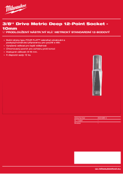 MILWAUKEE ⅜″ prodloužený nástrčný klíč metrický standardní 12hranný - 10 mm 4932498814 A4 PDF