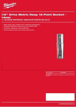 MILWAUKEE ½″ dlouhé metrické 12hranné nástrčné klíče 14 mm 4932498835 A4 PDF