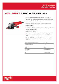 MILWAUKEE 1200 W 125 mm úhlová bruska s AVS 4933428085 A4 PDF