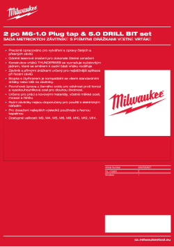 MILWAUKEE 2dílná sada závitníku M6–1,0 mm a vrtáku 5,0 mm 4932500637 A4 PDF