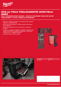 MILWAUKEE Plně vybavená sada nářadí – 206 ks v šedé dílenské ocelové skříni TOOLGUARD™ 30″ / 78 cm, verze EU Standard 4932500744 A4 PDF