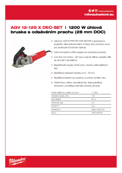 MILWAUKEE 1200 W úhlová bruska s odsáváním prachu (prořez 28 mm) 4933448020 A4 PDF