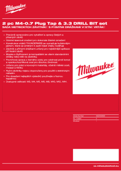 MILWAUKEE 2dílná sada závitníku M4–0,7 mm a vrtáku 3,3 mm 4932500635 A4 PDF