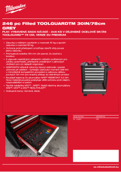MILWAUKEE Plně vybavená sada nářadí – 246 ks v šedé dílenské ocelové skříni TOOLGUARD™ 30″ / 78 cm, verze EU Premium 4932500743 A4 PDF