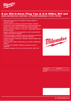 MILWAUKEE 2dílná sada závitníku M3–0,5 mm a vrtáku 2,5 mm 4932500634 A4 PDF