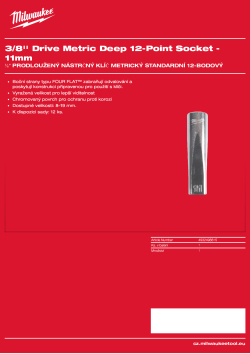 MILWAUKEE ⅜″ prodloužený nástrčný klíč metrický standardní 12hranný - 11 mm 4932498815 A4 PDF