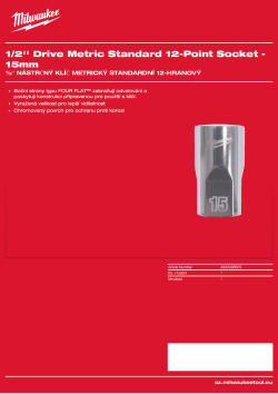 MILWAUKEE ½″ metrické 12hranné nástrčné klíče 15 mm 4932498825 A4 PDF