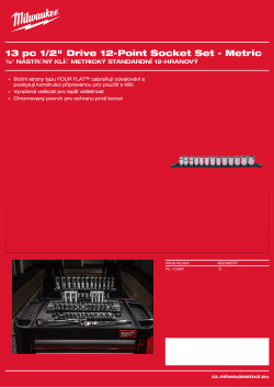 MILWAUKEE ½″ sada metrických 12hranných nástrčných klíčů 13 ks 4932498797 A4 PDF