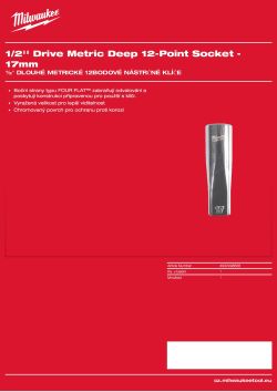 MILWAUKEE ½″ dlouhé metrické 12hranné nástrčné klíče 17 mm 4932498838 A4 PDF