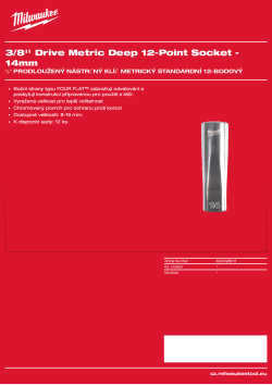 MILWAUKEE ⅜″ prodloužený nástrčný klíč metrický standardní 12hranný - 14 mm 4932498818 A4 PDF