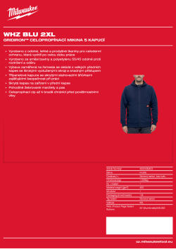 MILWAUKEE GRIDIRON™ Celopropínací mikina s kapucí modrá 4932499403 A4 PDF
