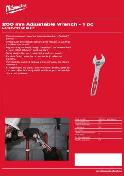 MILWAUKEE 200 mm nastavitelný klíč 4932499520 A4 PDF