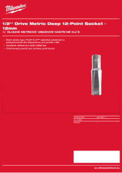 MILWAUKEE ½″ dlouhé metrické 12hranné nástrčné klíče 12 mm 4932499117 A4 PDF