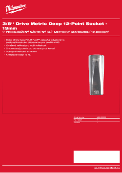MILWAUKEE ⅜″ prodloužený nástrčný klíč metrický standardní 12hranný - 19 mm 4932498823 A4 PDF