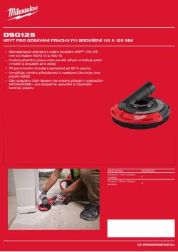 MILWAUKEE Kryt pro odsávání prachu při broušení - DSG125 4932499769 A4 PDF